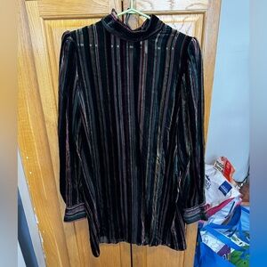 Elegant Multicolor Striped Velvet Dress